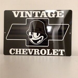 vintage chevrolet felix the cat black metal tin sign